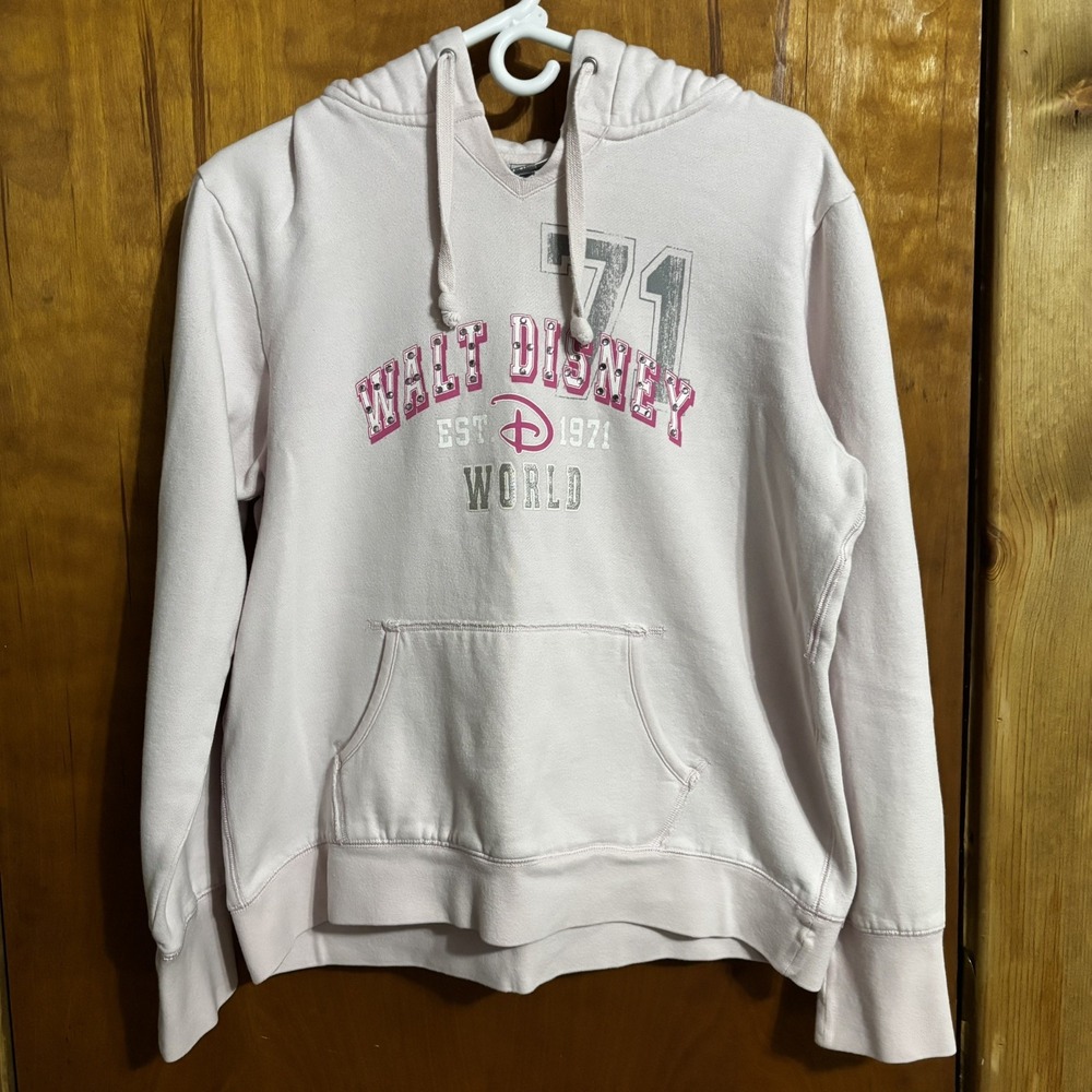 Walt Disney World Disneyland Resort Pink Rhinestone Pullover Hoodie Size XL